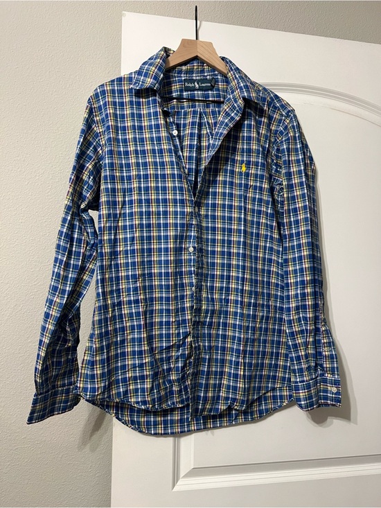 Ralph Lauren Tops - Vintage Ralph Lauren Blue Plaid Cotton Button-Up Shirt